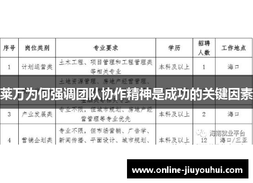 莱万为何强调团队协作精神是成功的关键因素